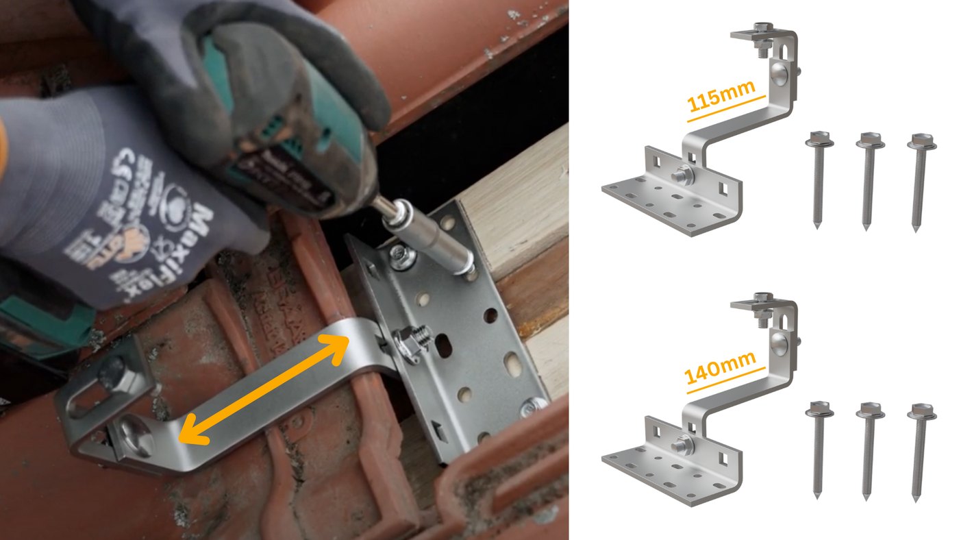 Dachhaken 115 mm und 140 mm im Vergleich