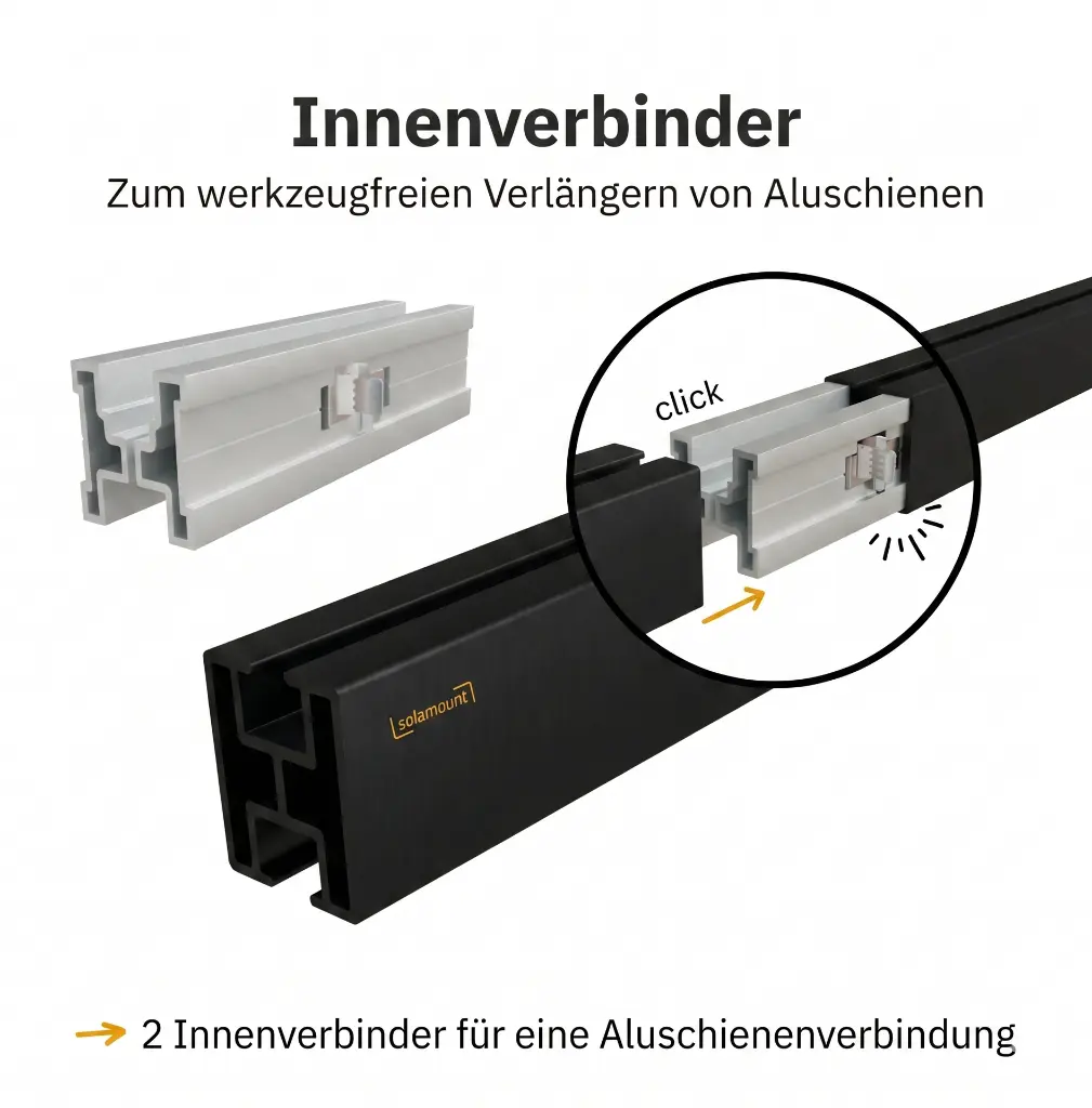 Schwarze Aluschiene mit Innenverbinder.webp