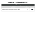Lieferumfang silber 1x1 Ohne Windschutz