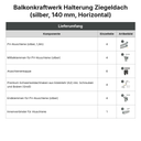 Lieferumfang Balkonkraftwerk Halterung Ziegeldach (silber, 140 mm, Horizontal)