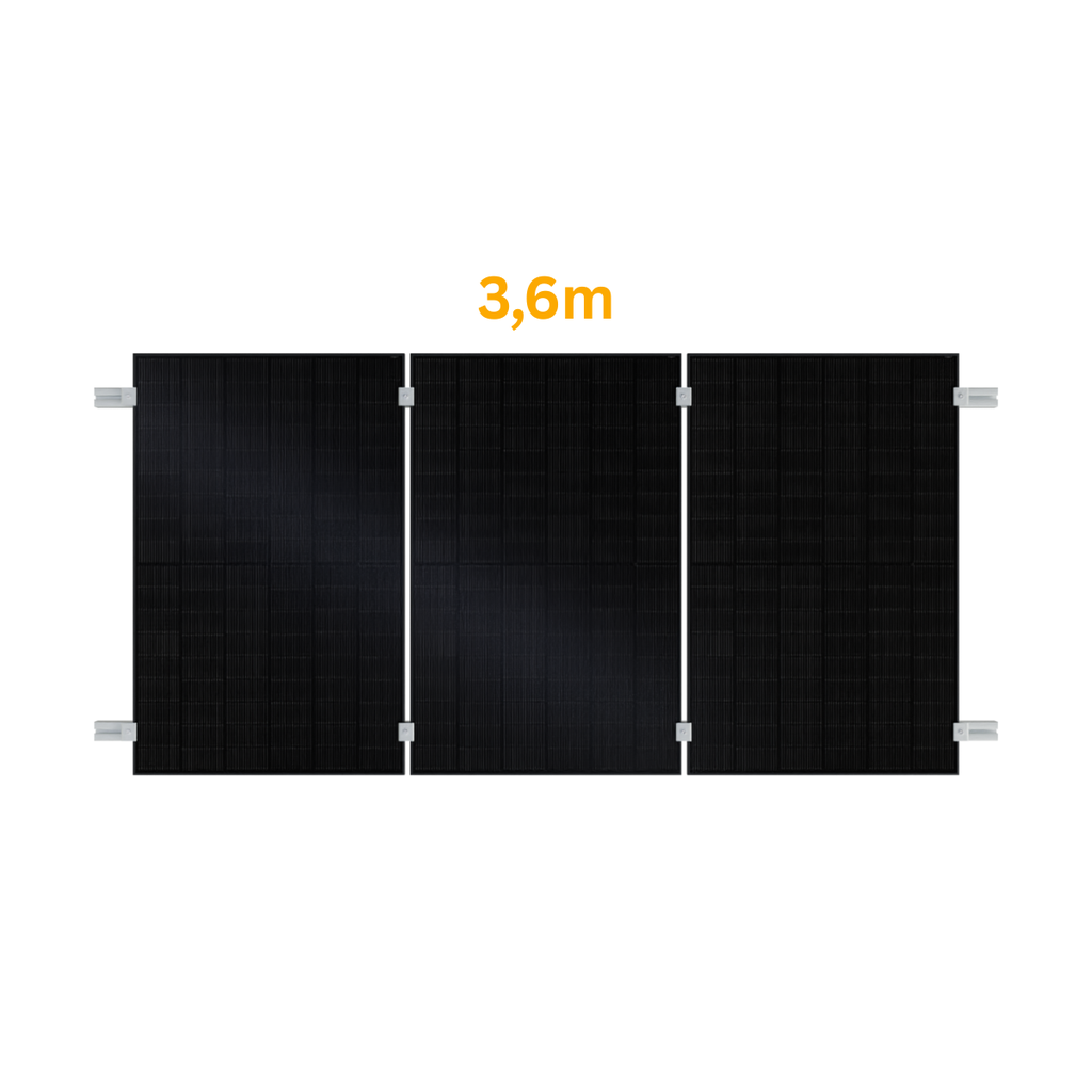 Restposten Aluschiene 3,6m Silber oder Schwarz | H-Profil | Solamount
