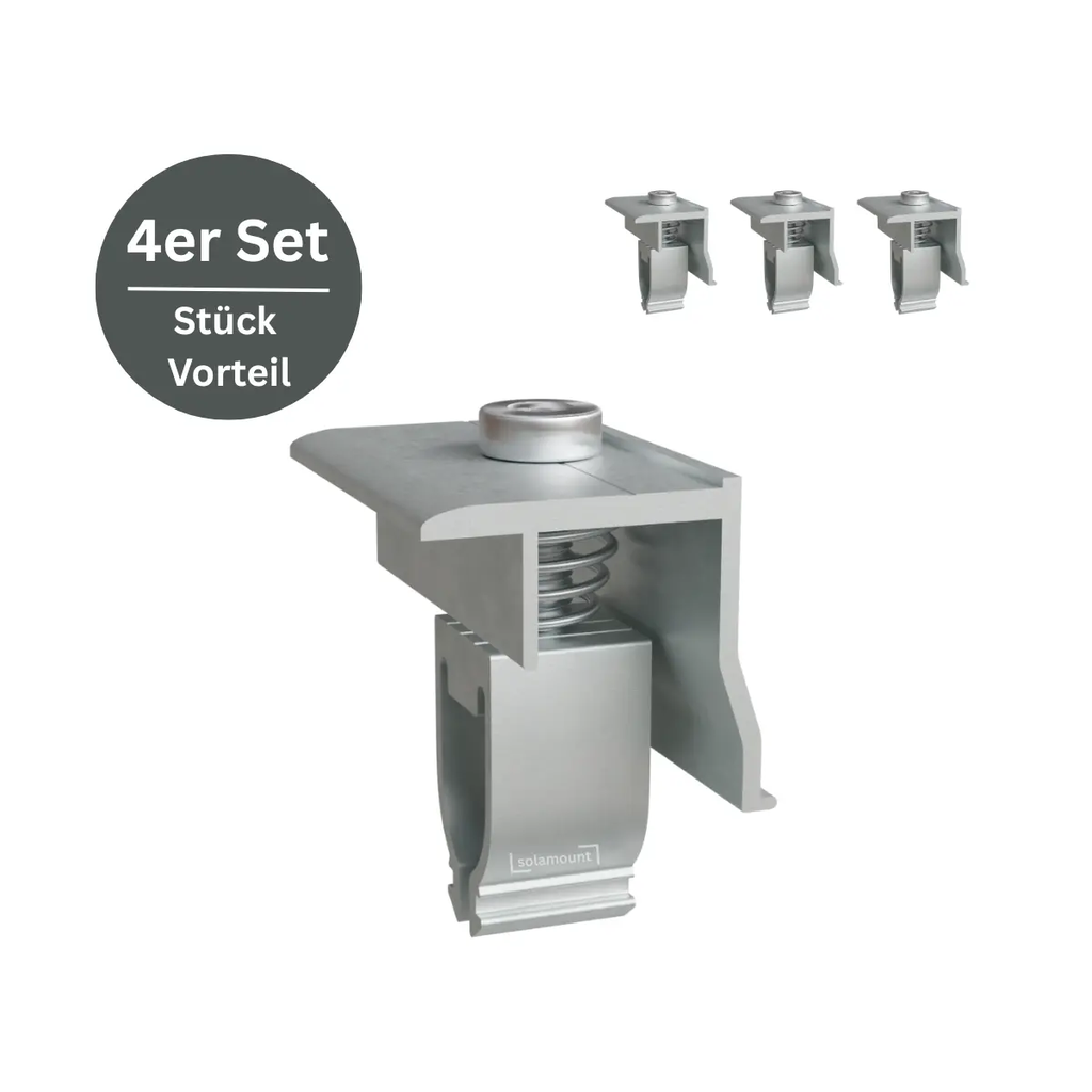 [210068] 4 Stück | Endklemmen für PV-Aluschiene | Solamount (Silber)