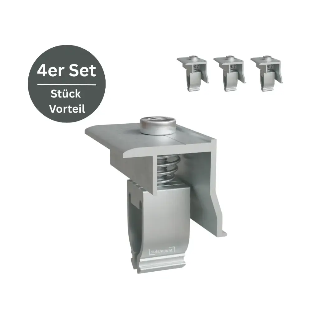 [210068] 4 Stück | Endklemmen für PV-Aluschiene | Solamount (Silber)