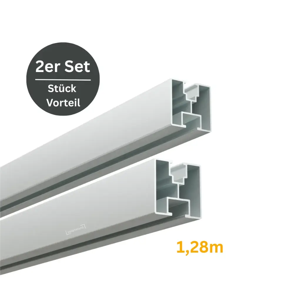 [210087] 2 Stück | PV-Aluschiene | 1,28m-2,4m | Silber/Schwarz | 40x40mm | Solamount (Silber, 1,28m)