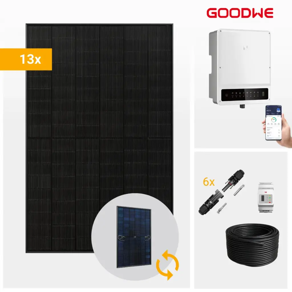 GoodWe Komplettset | 5-10 kW | inkl. Solarmodule | Optional: Batterie und Dachhalterung