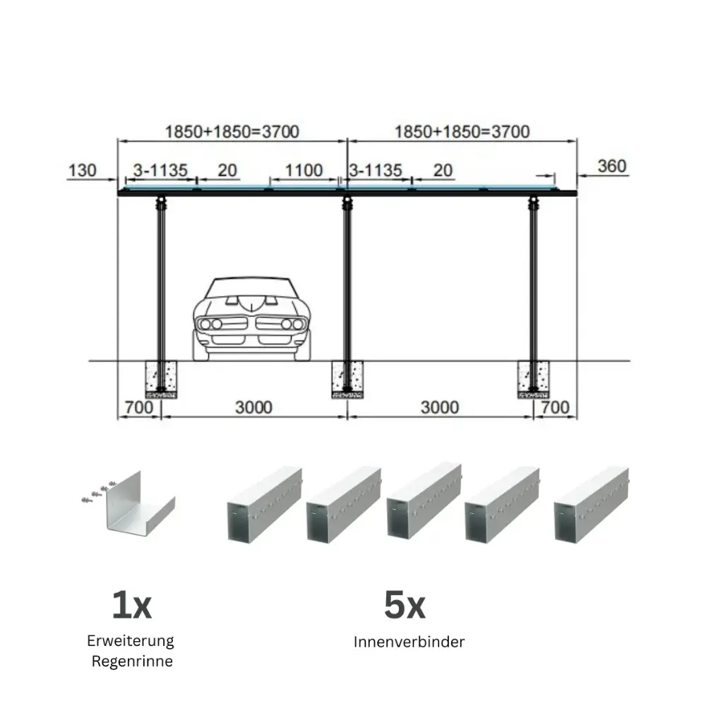 [218623] Carport Verbinder Set | Solamount (Silber)