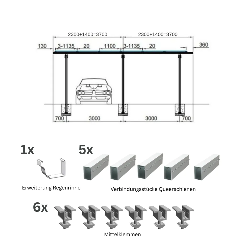 [218623] Carport Verbinder Set | Solamount (Silber)