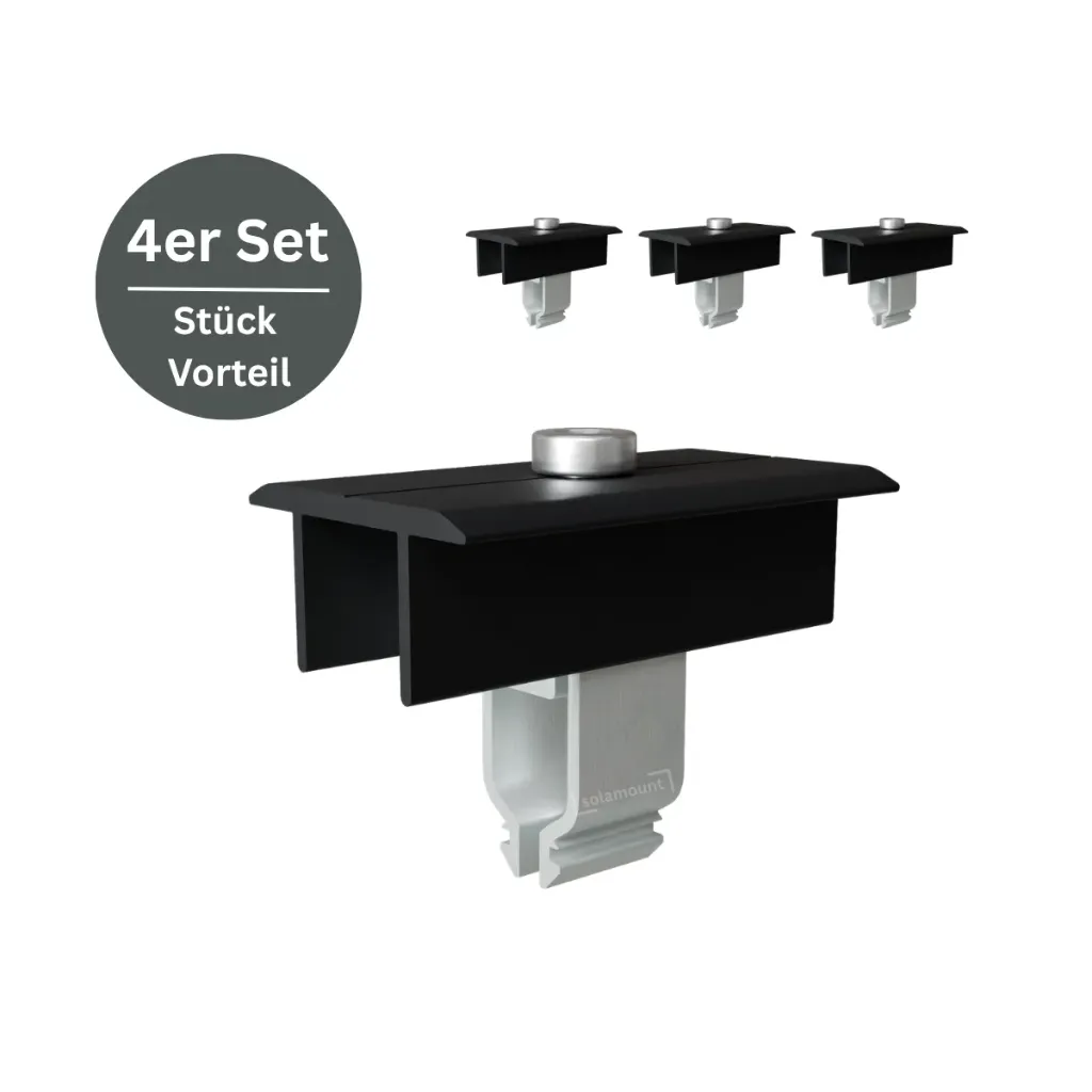 [218991] Zusatzartikel | 4 Stück Mittelklemme 70mm für Flachdach Halterung | Solamount (Silber)