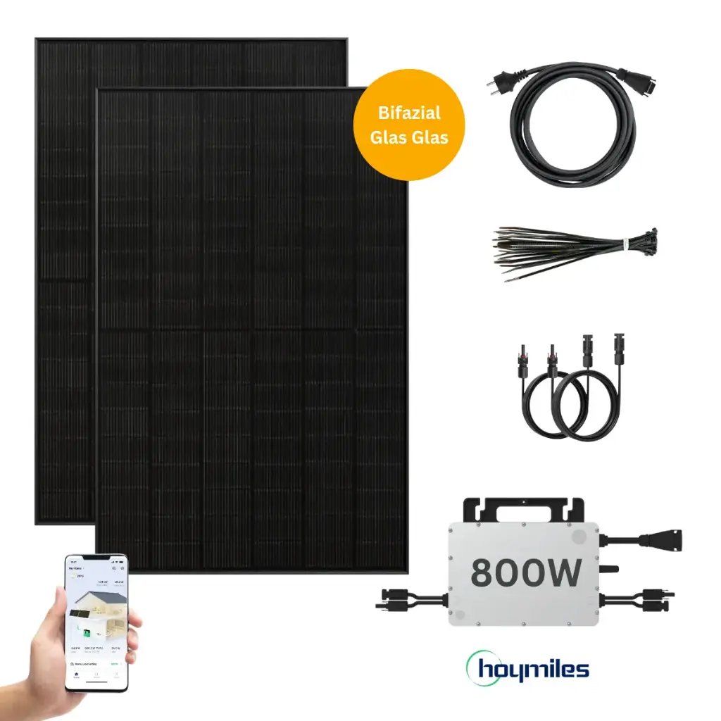 2 Solarmodule 440W + 800W Wechselrichter | optional Batterie oder Halterung | Balkonkraftwerk Hoymiles
