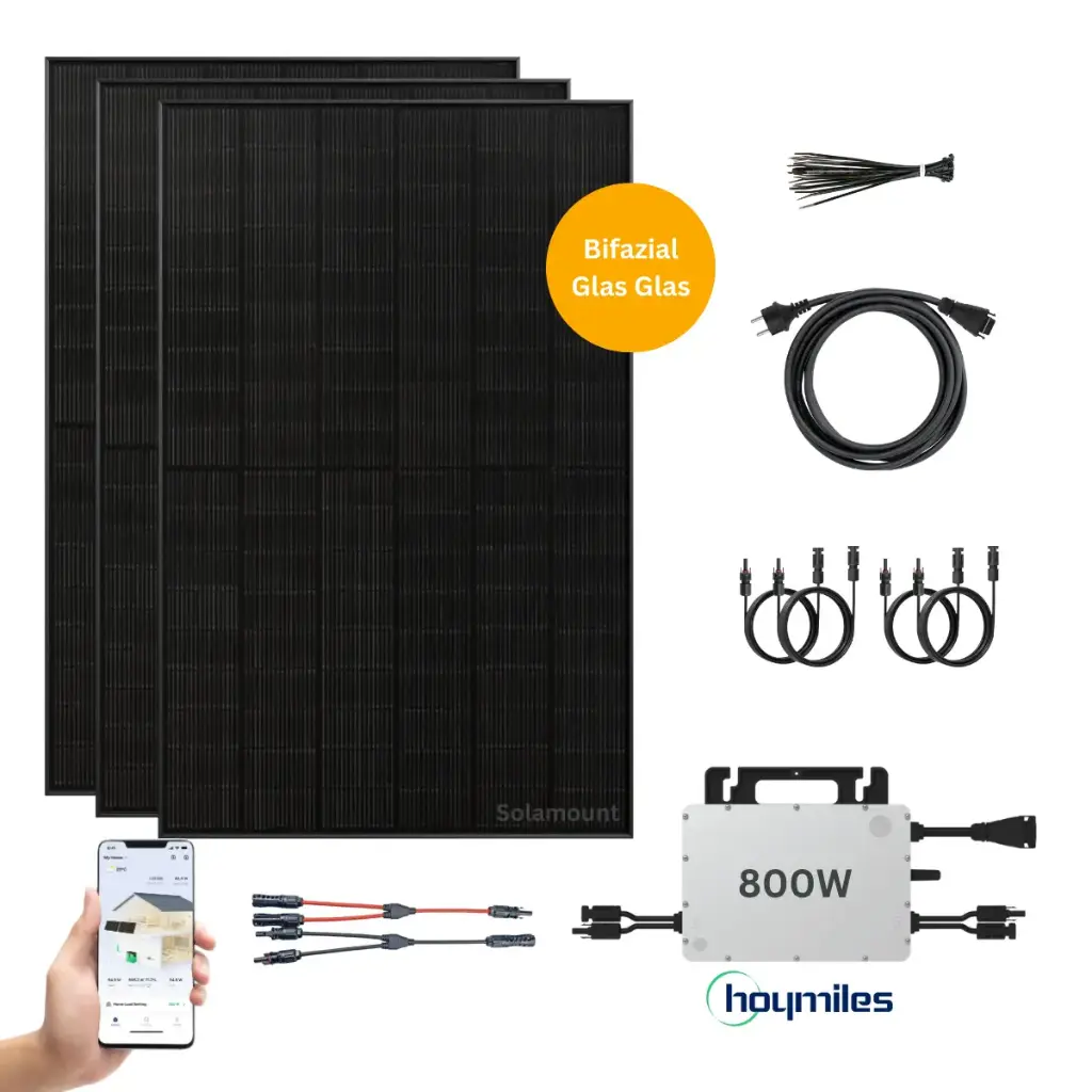 Solabox 1350W | Solarmodule 450W + 800W Wechselrichter | Optional Batterie oder Halterung