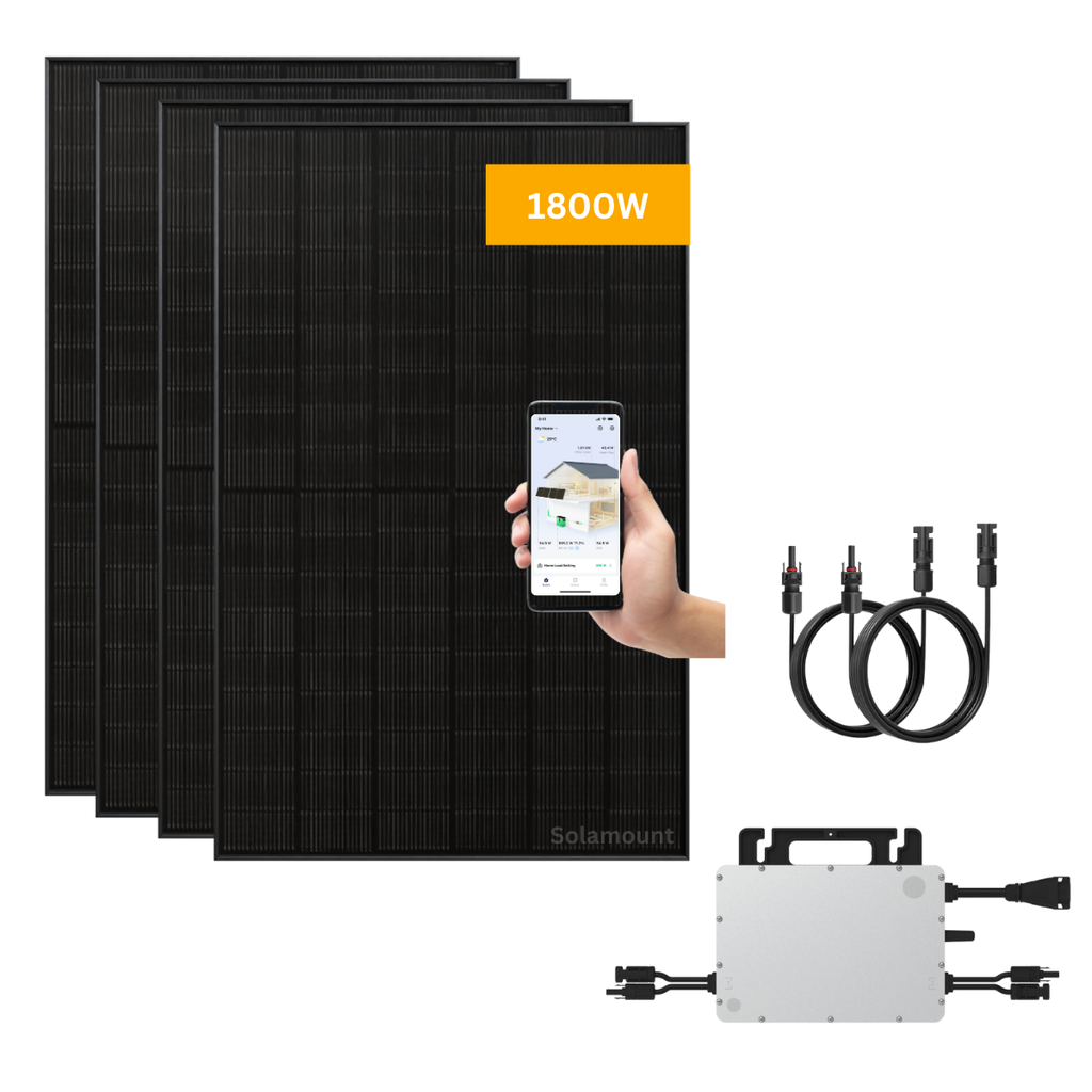 Balkonkraftwerk Hoymiles | 4 Solarmodule | 800W Wechselrichter | optional Batterie + Halterung
