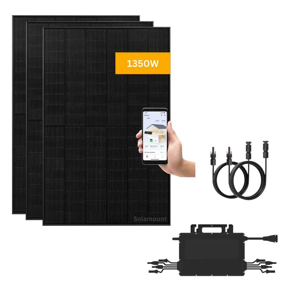 Balkonkraftwerk Hoymiles | 3 Solarmodule | 1600W Wechselrichter inkl.  DTU-Wlite-S | optional Batterie + Halterung