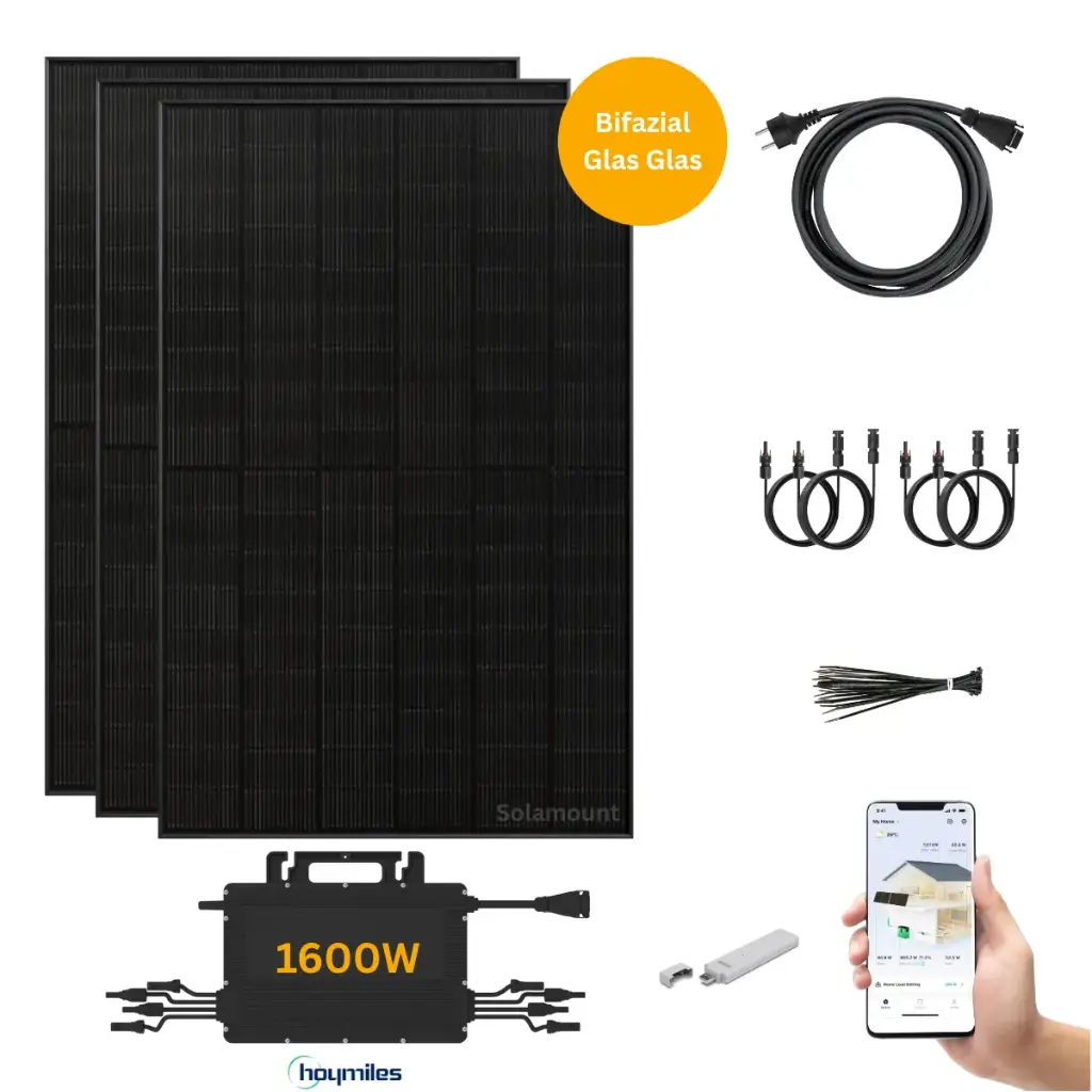 Solabox 1350W | Solarmodule 450W + 1600W Wechselrichter inkl.  DTU-Wlite-S | Auf 800W drosselbar | Optional Batterie oder Halterung
