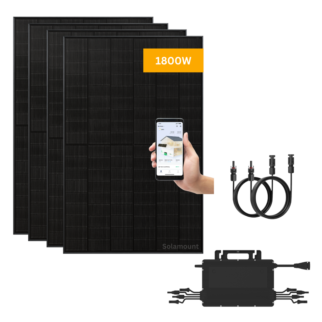 Balkonkraftwerk Hoymiles | 4 Solarmodule | 1600W Wechselrichter inkl.  DTU-Wlite-S | optional Batterie + Halterung