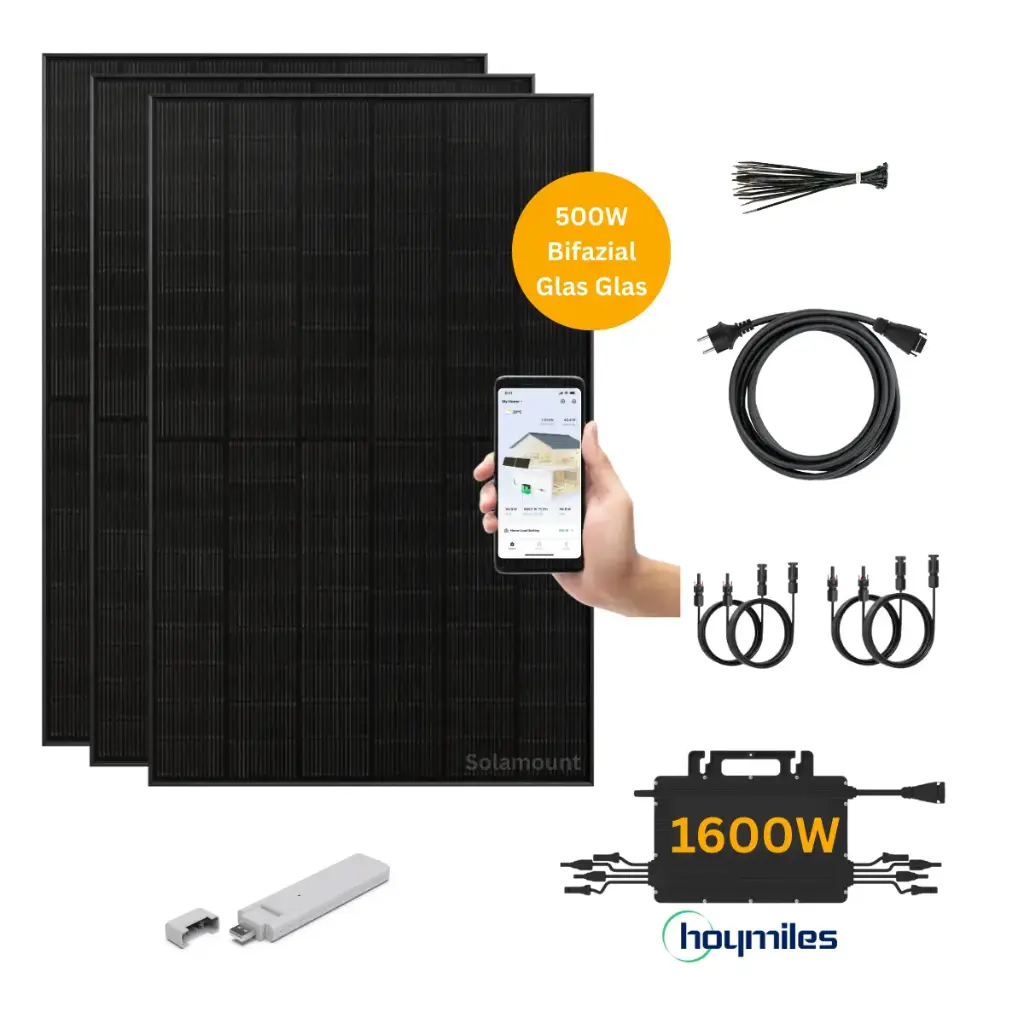 Solabox XL 1500W | Solarmodule 500W + 1600W Wechselrichter inkl. DTU-Wlite-S | Optional Batterie oder Halterung