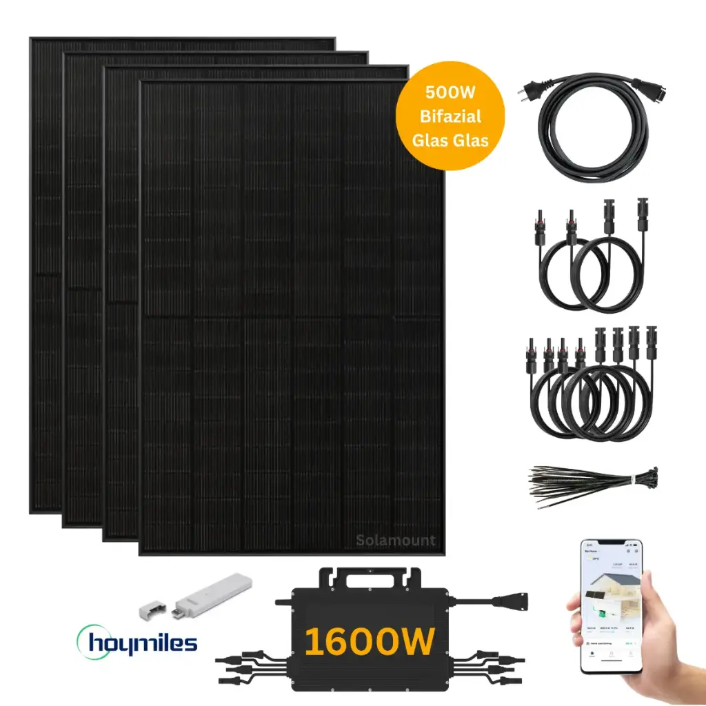 XL 4x 500W Solarmodule + 1600W Wechselrichter inkl.  DTU-Wlite-S | optional Batterie oder Halterung