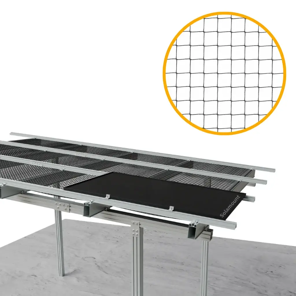 [220713] Solarcarport-Netz Schwarz | Für 1 oder 2 Autos (1 Auto)