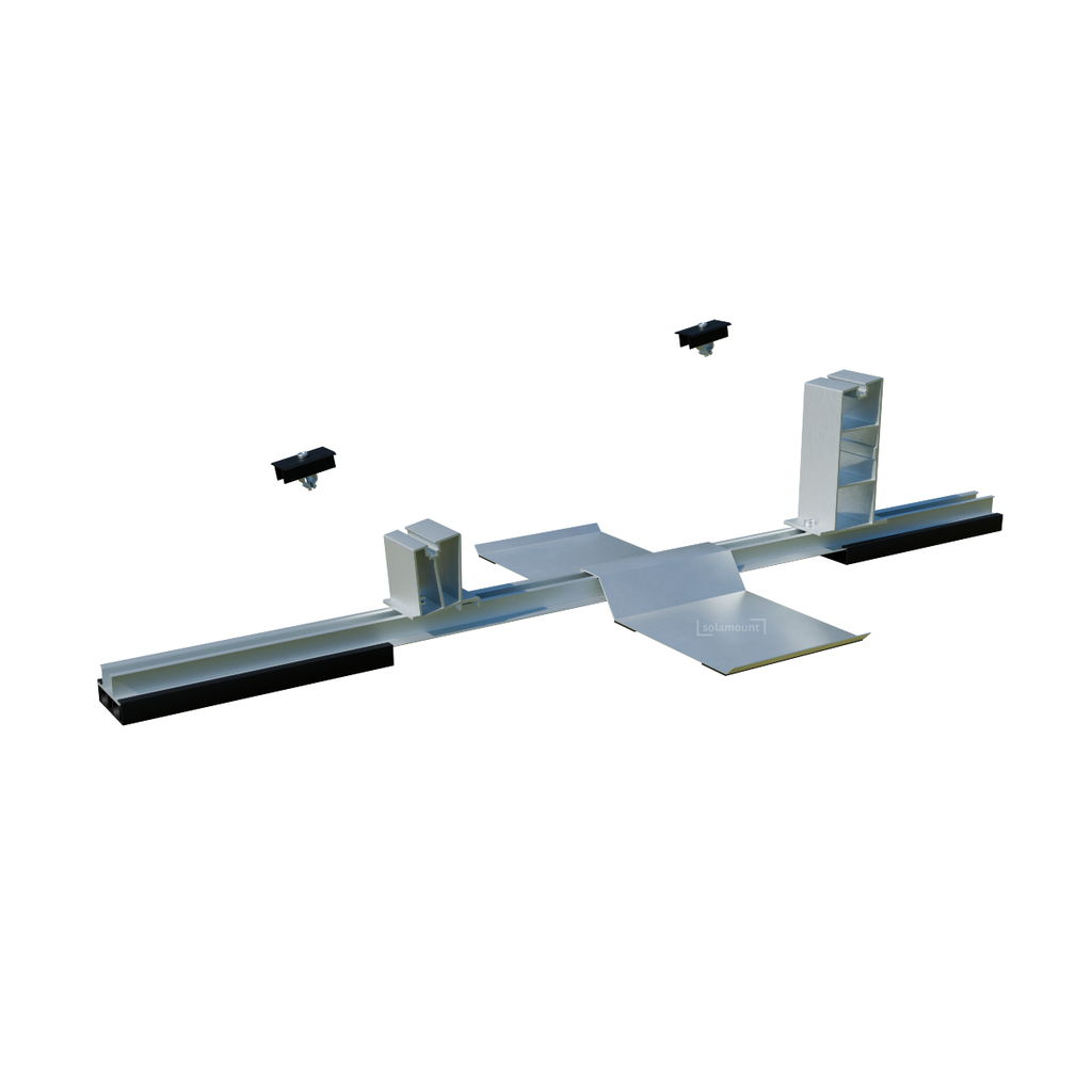 [220742] Premium Flachdach Halterung | Solamount | Erweiterungsset für 1 Solarmodul (Silber)