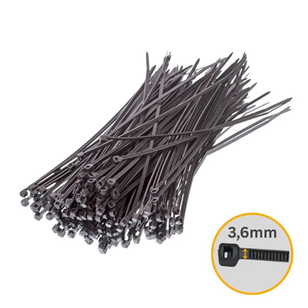 UV-beständige Kabelbinder 3,6 x 140 | 100 Stück (für flexible Solarmodule)