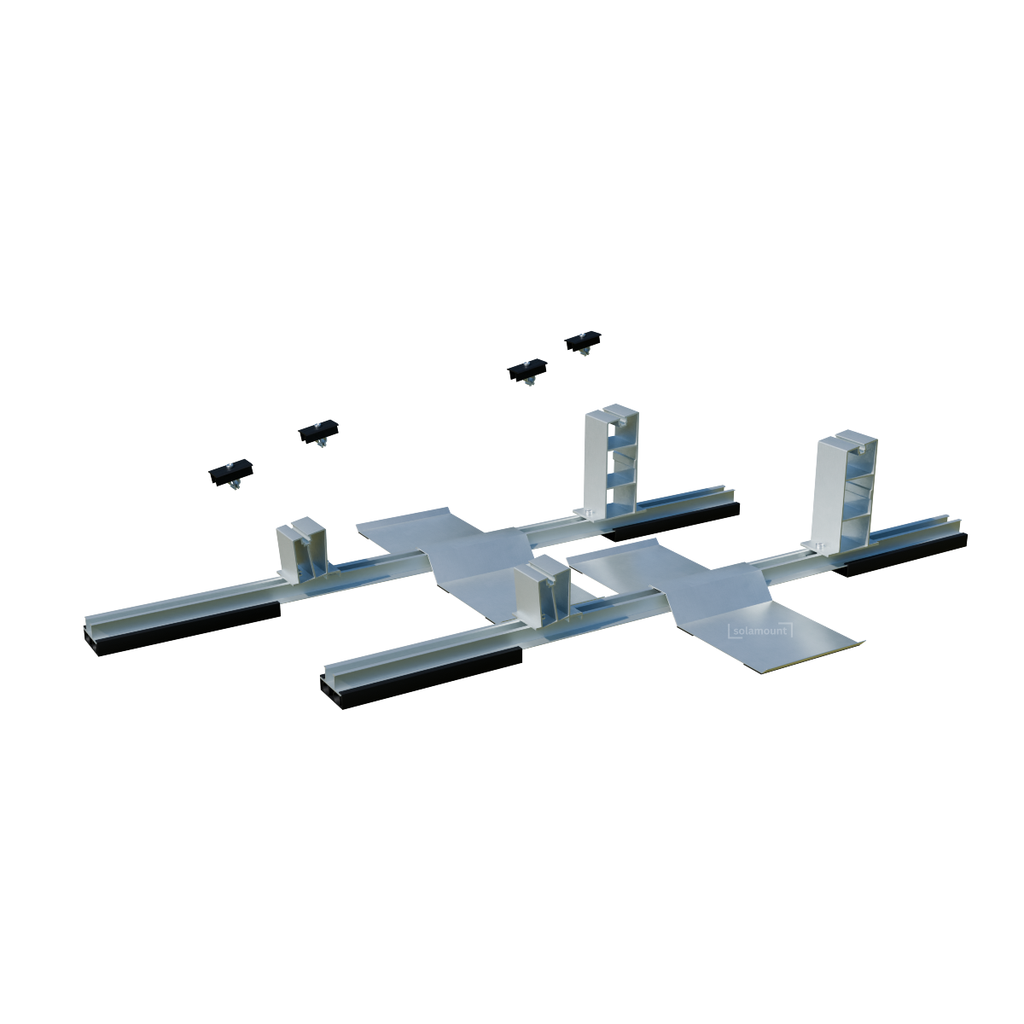 [220748] Premium Flachdach Halterung | Solamount | Erweiterungsset für 2 Solarmodule (Silber)