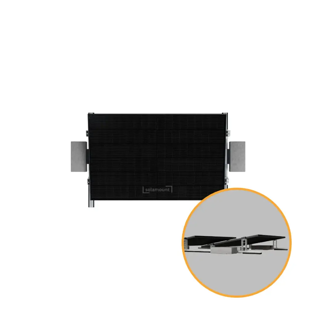 [220945] Flachdach Halterung für Solarmodule Konfigurator 2. Generation | Individuell anpassbar | ohne Bohren | Solamount (1, 1, Silber, Ohne Windschutz)