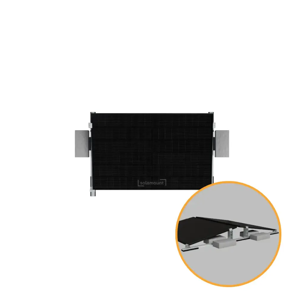 Flachdach Halterung für Solarmodule Konfigurator | Individuell anpassbar | ohne Bohren | Solamount