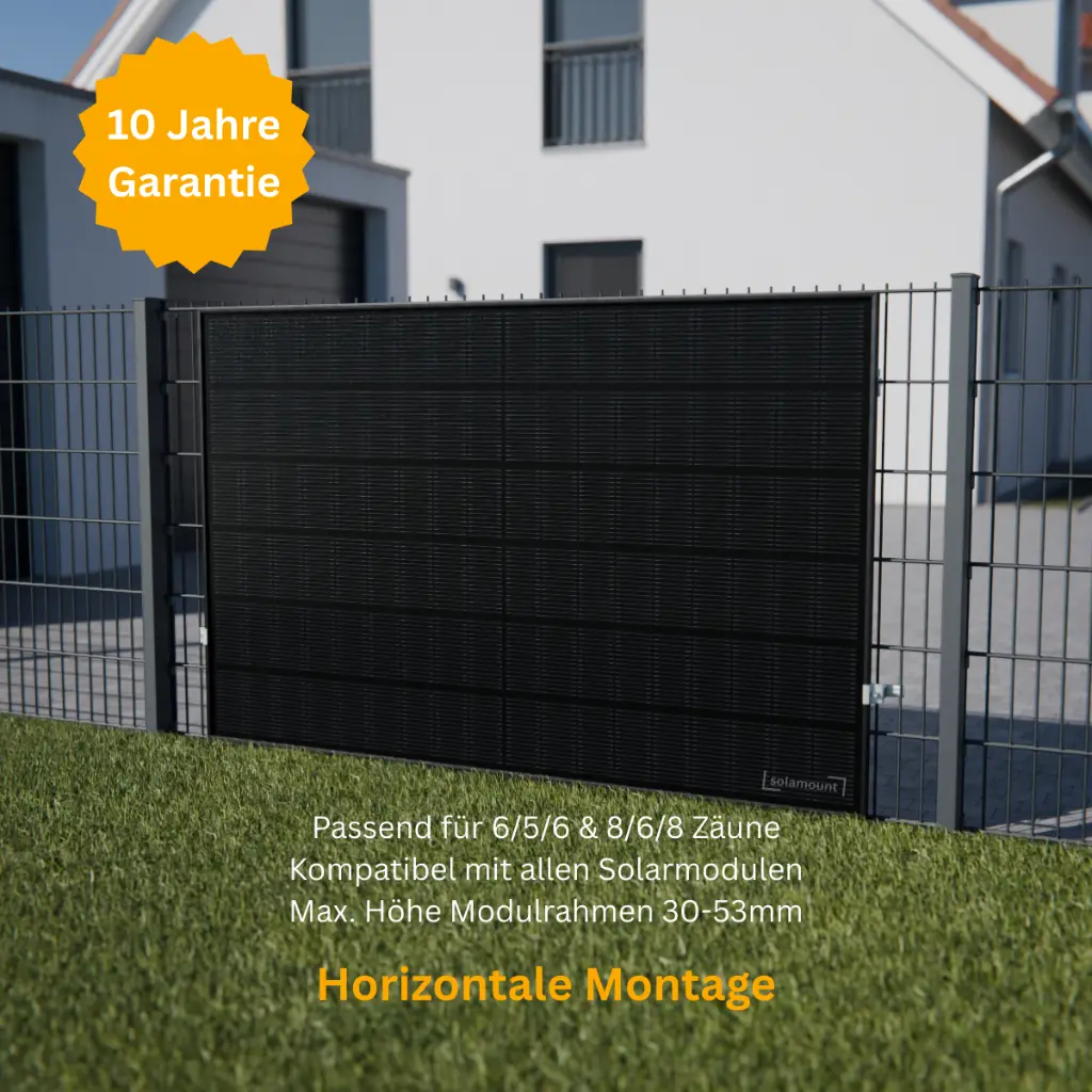 [222011] PV-houder voor dubbelstaafmat hekwerk | Set voor 1 zonnepaneel | Solamount (Zilver)