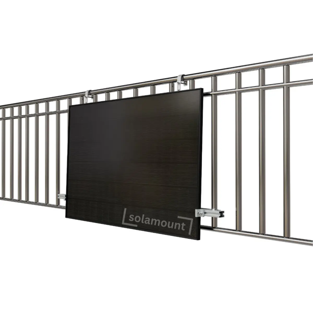 [410002] Beugel balkonzonnepanelen kantelbaar 0° & 15-30° | Zilver/Zwart | Solamount (zilver, Rond)