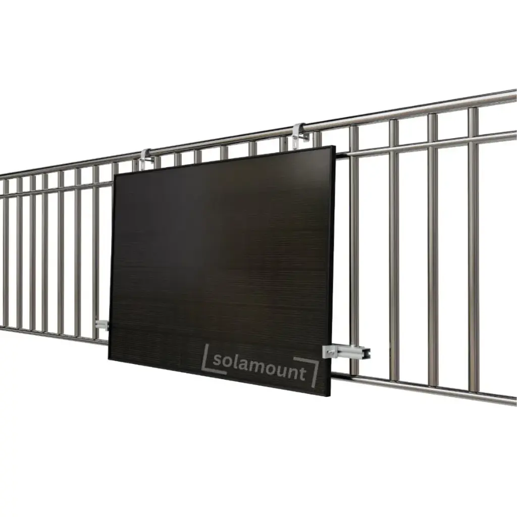 [410002] Halterung Balkonkraftwerk neigbar 0° & 15-30° | Silber/Schwarz | Solamount (Silber, Rund)