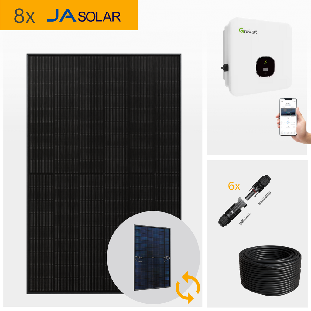 Growatt Komplettset 3-10kW inkl. Solarmodule | Optional Batterie, Wallbox und Ziegel- oder Flachdach Halterung