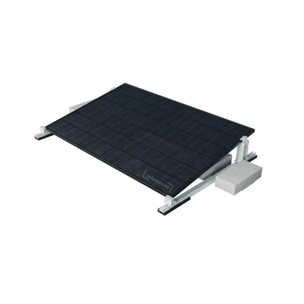Premium Flachdach Halterung für 1 Solarmodul | Silber oder Schwarz | Solamount