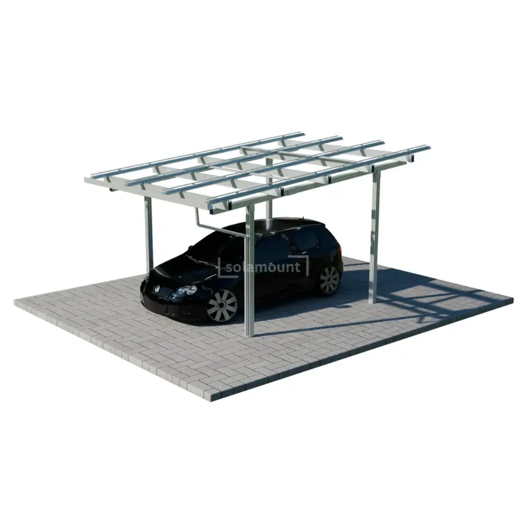 [214912] Solarcarport Halterung für 1 Auto | Solamount (Silber)