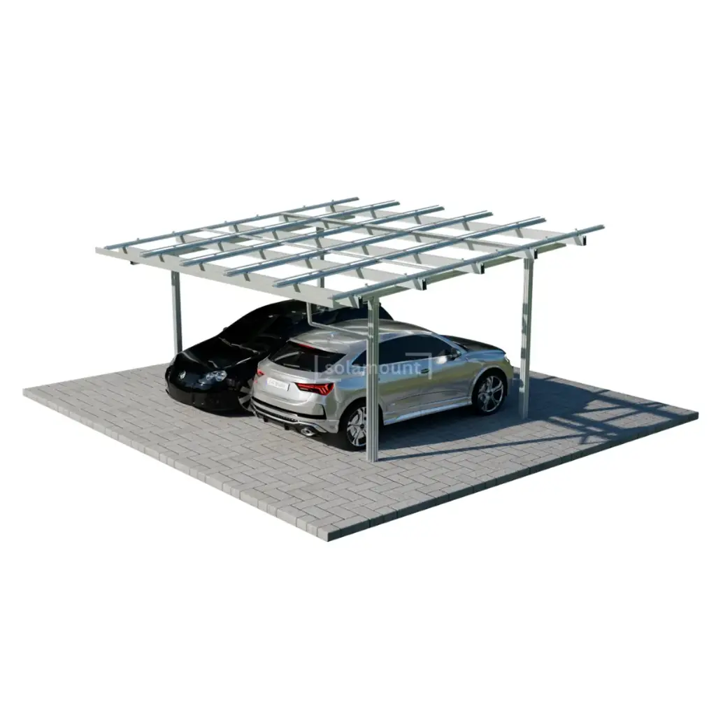 [214915] Solarcarport Halterung für 2 Autos | Solamount (Silber)