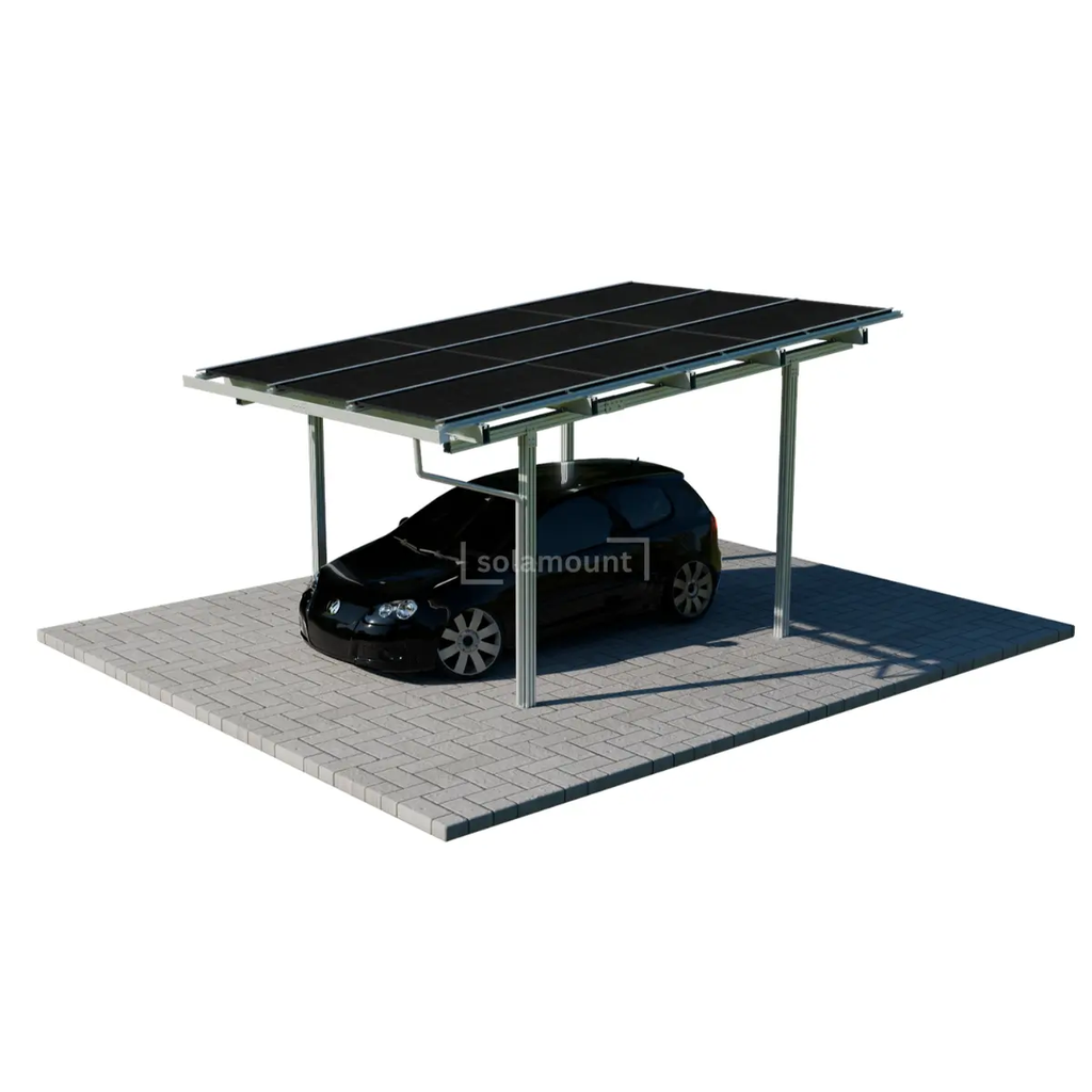 [214917] Solarcarport Halterung für 1 Auto inkl. Solarmodule (Silber)
