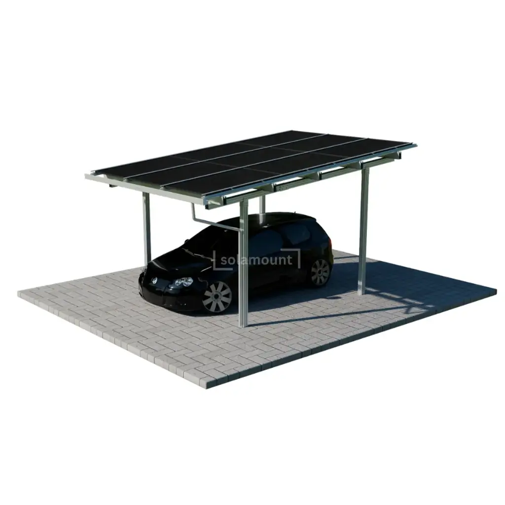 [214917] Solarcarport Halterung für 1 Auto inkl. Solarmodule (Silber)