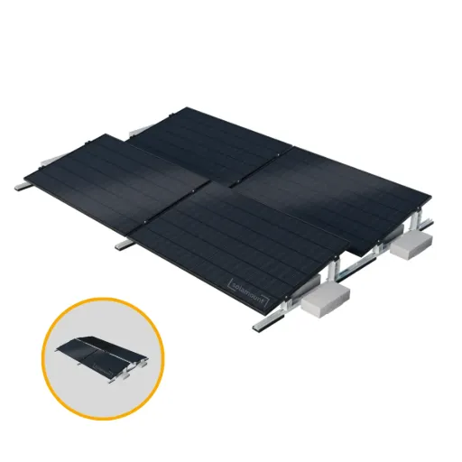 Premium Flachdach Halterung für 4 Solarmodule | Solamount | Ohne Bohren | Für 400-600W Module | Süd oder Ost-West Ausrichtung | 2. Generation