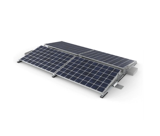 Halterung Flachdach für 4 Solarmodule | Silber/Schwarz