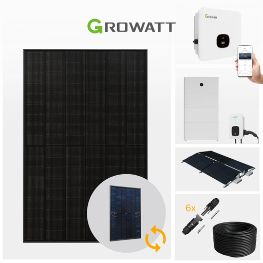 Growatt Komplettset 3-10kW inkl. Solarmodule | Optional Batterie, Wallbox und Ziegel- oder Flachdach Halterung